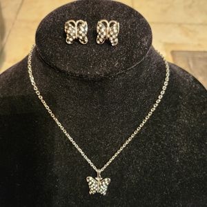 Ed Force butterfly earrings and necklace